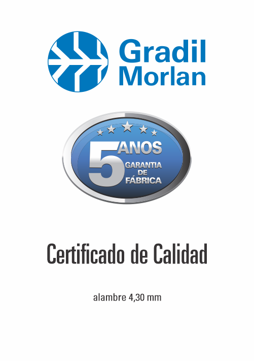 Certificado de Qualidade Gradil Morlan Fio 4,30 mm